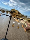 Starfish pearl dangle earrings