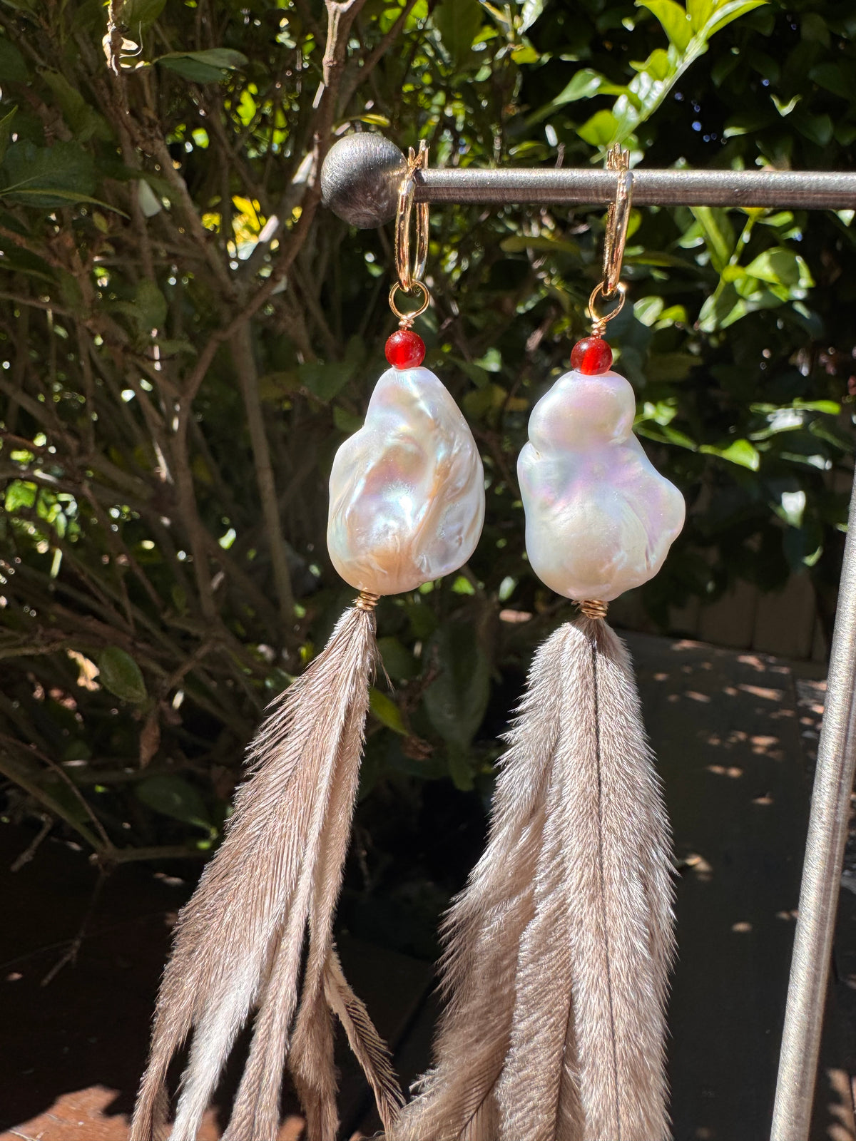 Guhni Baroque Emu Feather Earrings