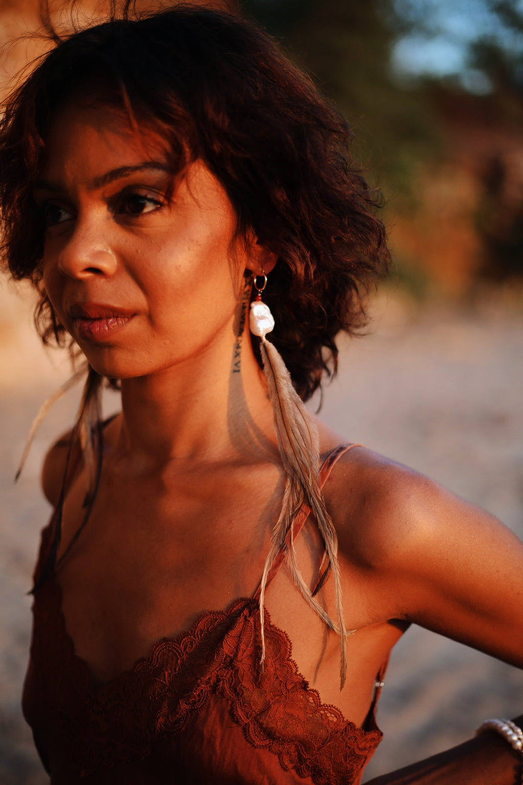 Guhni Baroque Emu Feather Earrings