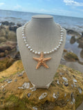 Starfish pearl choker