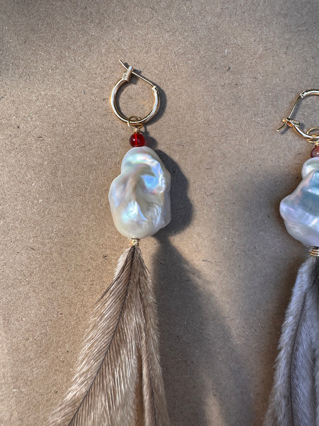 Guhni Baroque Emu Feather Earrings
