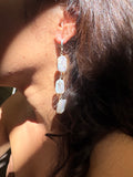 The Savannah triple rectangle pearl earrings