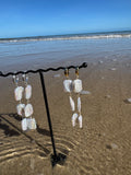 Triple rectangle pearl drop earrings
