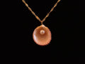 Cockleshell / clam with pearl inside on gold chain necklace