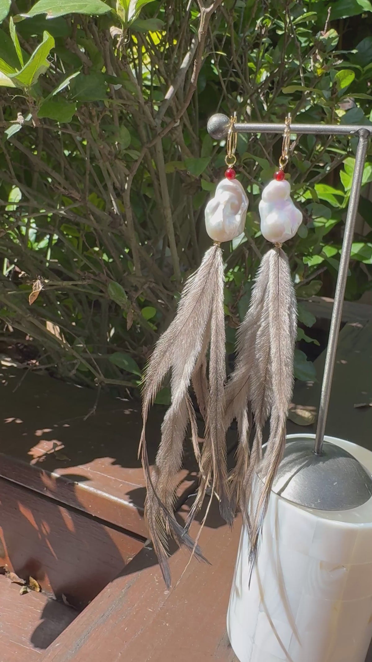 Guhni Baroque Emu Feather Earrings